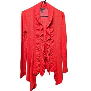 INC International Concepts orange waterfall cardigan. S
